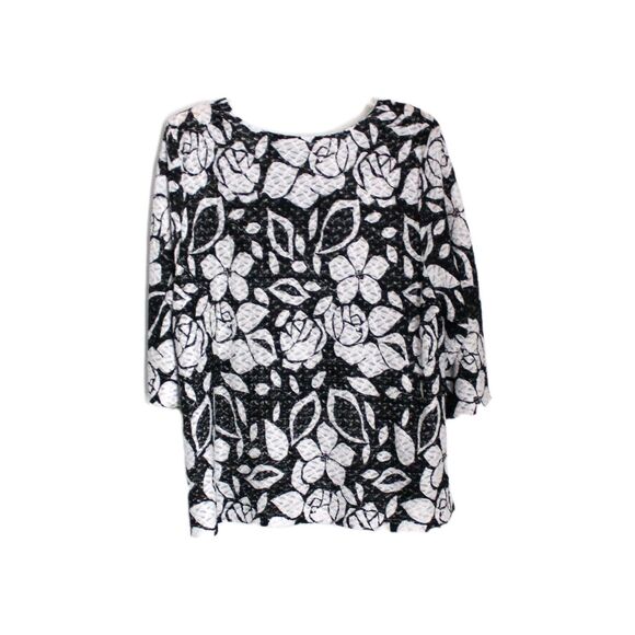 Nicaya Woman's Blouse Button Front Black & White Stretch Size 2X - Picture 3 of 4